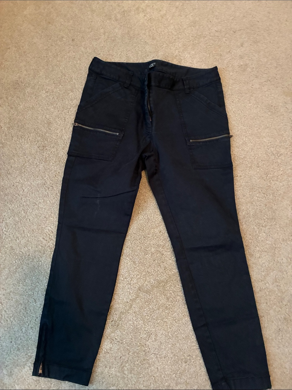 LOFT Women’s Black Cargo Pants with Zip Pockets